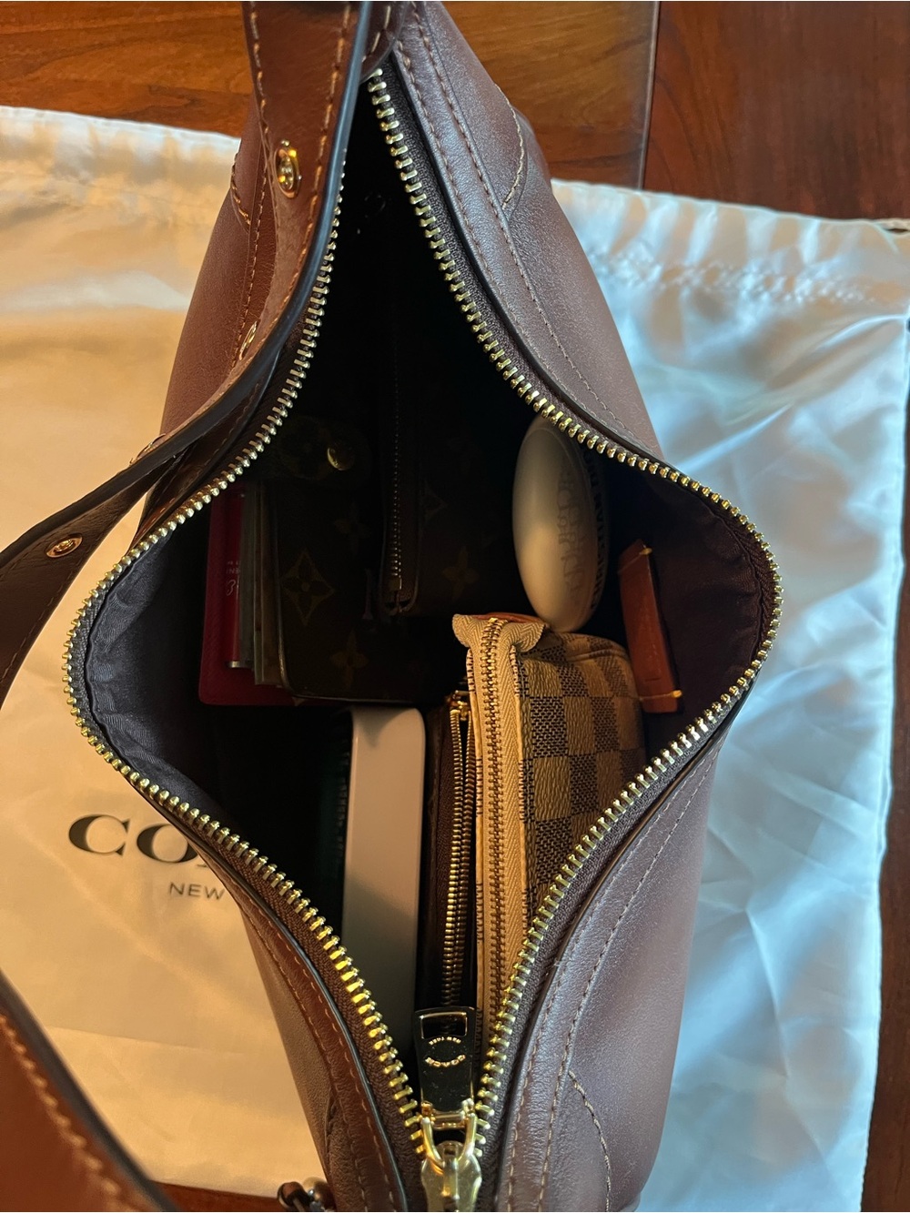Coach Ella Leather Shoulder Bag - Burnished Redwood - Picture 4 of 12